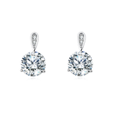 925 Sterling Silver Elegant Plated with White Gold Moissanite Stud Earrings With Floral Accent