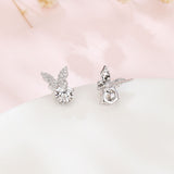 925 Sterling Silver Elegant Butterfly Moissanite Stud Earrings In Sterling Silver