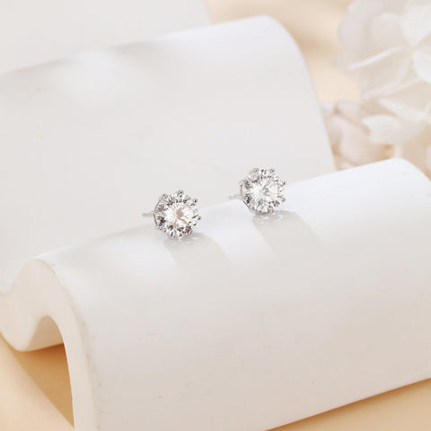 925 Sterling Silver Elegant Moissanite Stud Earrings In Silver: Timeless Beauty Meets Modern Simplicity