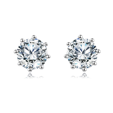 925 Sterling Silver Elegant Moissanite Stud Earrings In Silver: Timeless Beauty Meets Modern Simplicity