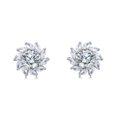 925 Sterling Silver Elegant Floral Moissanite Earrings With Radiant Center Stone