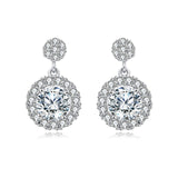 925 Sterling Silver Elegant Moissanite Halo Earrings Radiating Sophistication