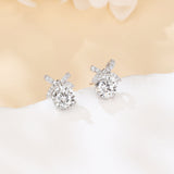 925 Sterling Silver Elegant Moissanite Bow Earrings In Sterling Silver