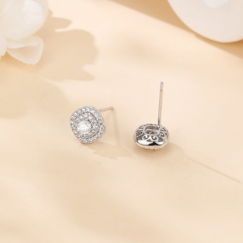 925 Sterling Silver Elegant Moissanite-studded Silver Stud Earrings: Timeless Beauty For Everyday Luxury