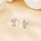925 Sterling Silver Elegant Butterfly Moissanite Earrings In Silver Studs
