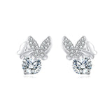 925 Sterling Silver Elegant Butterfly Moissanite Earrings In Silver Studs