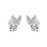 925 Sterling Silver Elegant Butterfly Moissanite Earrings In Silver Studs