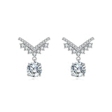 925 Sterling Silver Sparkling Moissanite Silver Earrings: Elegant Cross Design With Drop Accent