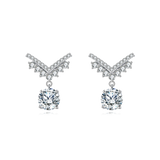 925 Sterling Silver Sparkling Moissanite Silver Earrings: Elegant Cross Design With Drop Accent