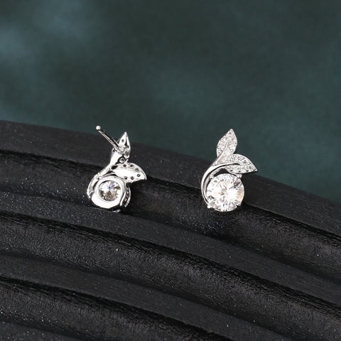 925 Sterling Silver Elegant Moissanite Leaf Earrings In Sterling Silver With Sparkling Accents