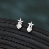 925 Sterling Silver Elegant Floral Moissanite Stud Earrings