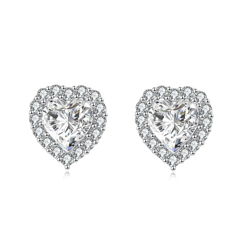 925 Sterling Silver Elegant Sparkling Heart-shaped Moissanite Earrings