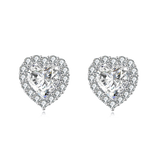 925 Sterling Silver Elegant Sparkling Heart-shaped Moissanite Earrings