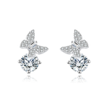 925 Sterling Silver Butterfly Moissanite Earrings In Sterling Silver