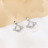 925 Sterling Silver Elegant Star Charm Moissanite Earrings In Silver Setting