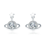 925 Sterling Silver Elegant Star Charm Moissanite Earrings In Silver Setting