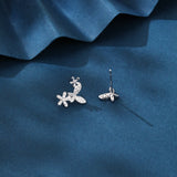 925 Sterling Silver Elegant Dragonfly & Butterfly Earrings In Sterling Silver With Cubic Zirconia Accents