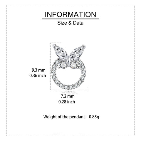925 Sterling Silver Butterfly Zircon Heart Stud Earrings