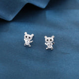 925 Sterling Silver **heart-shaped Zircon Earrings With Pavé Accents And Black Onyx Eyes**