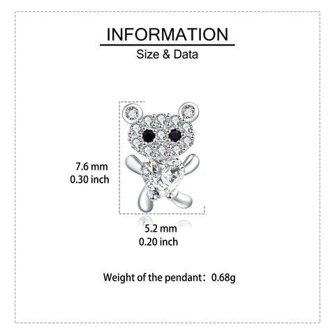 925 Sterling Silver **heart-shaped Zircon Earrings With Pavé Accents And Black Onyx Eyes**