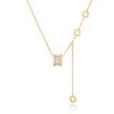 925 Sterling Silver Elegant Plated With Golden Necklace With Zircon Accent And Love Charms