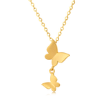 925 Sterling Silver Elegant Plated With Gold Butterfly Necklace With Double Charm Design