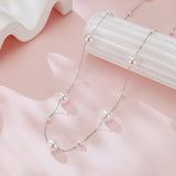 925 Sterling Silver Asymmetric Pearl Necklace In Sterling Silver: Modern Elegance Redefined