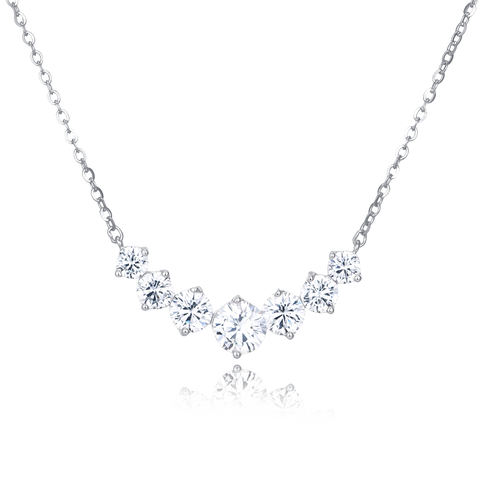 925 Sterling Silver Elegant Zircon Necklace With Classic Curved Design