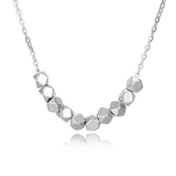 925 Sterling Silver Geometric Faceted Bead Necklace With Symmetrical Design In Shiny Silver Finish