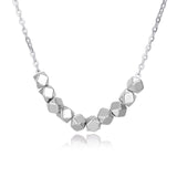 925 Sterling Silver Geometric Faceted Bead Necklace With Symmetrical Design In Shiny Silver Finish