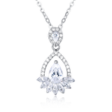 925 Sterling Silver Elegant Pear-shaped Zircon Pendant Necklace In Plated with White Gold