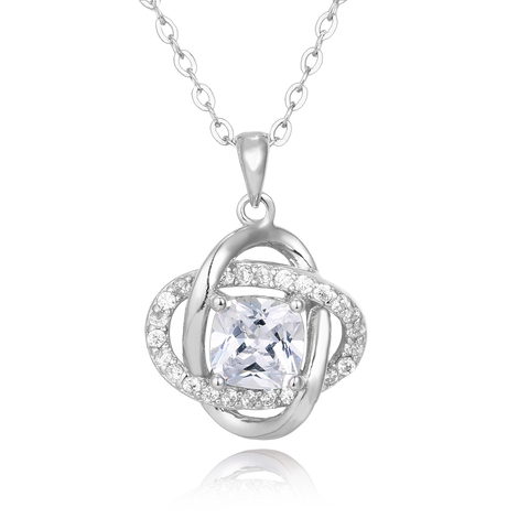 925 Sterling Silver Elegant Silver Interlocking Circles Zircon Pendant Necklace – Timeless Luxury Jewelry