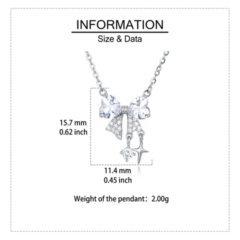 925 Sterling Silver Zircon Heart Bow Necklace With Starfish Charm – Elegant Coastal Luxury
