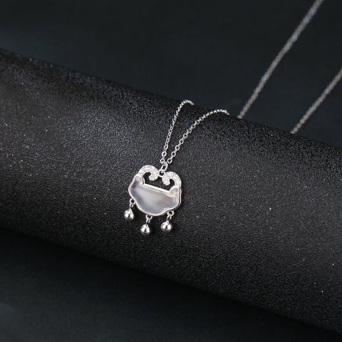 925 Sterling Silver Elegant Silver Cloud Pendant Necklace With Zircon Accents And Dangling Spheres