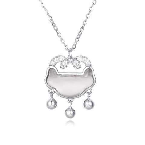 925 Sterling Silver Elegant Silver Cloud Pendant Necklace With Zircon Accents And Dangling Spheres