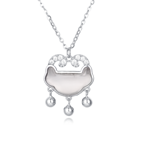 925 Sterling Silver Elegant Silver Cloud Pendant Necklace With Zircon Accents And Dangling Spheres