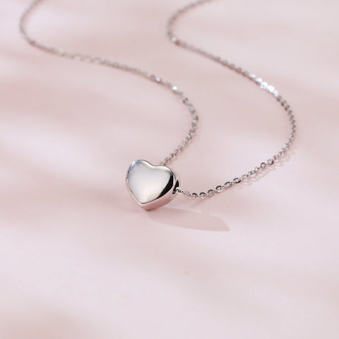 925 Sterling Silver Classic Silver Heart Pendant Necklace