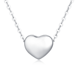 925 Sterling Silver Classic Silver Heart Pendant Necklace