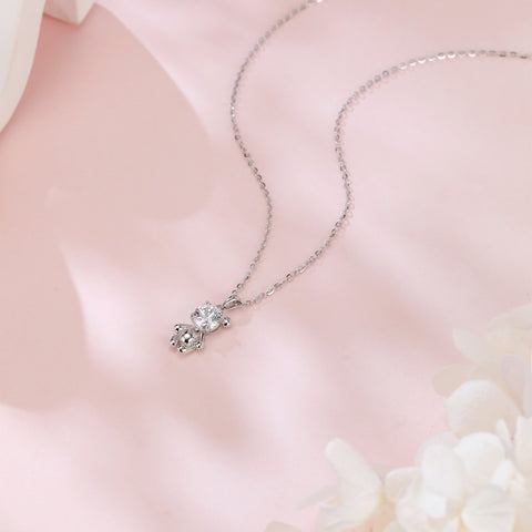 925 Sterling Silver Elegant Zircon Flower Pendant Necklace With Sterling Silver Chain