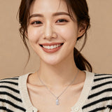 925 Sterling Silver Elegant Zircon Flower Pendant Necklace With Sterling Silver Chain