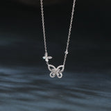 925 Sterling Silver Sparkling Zircon Butterfly Pendant Necklace