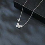 925 Sterling Silver Sparkling Zircon Butterfly Pendant Necklace