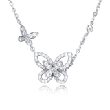 925 Sterling Silver Sparkling Zircon Butterfly Pendant Necklace