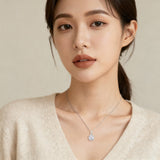 925 Sterling Silver Elegant Zircon Halo Pendant Necklace In Plated with White Gold – Timeless Luxury Jewelry