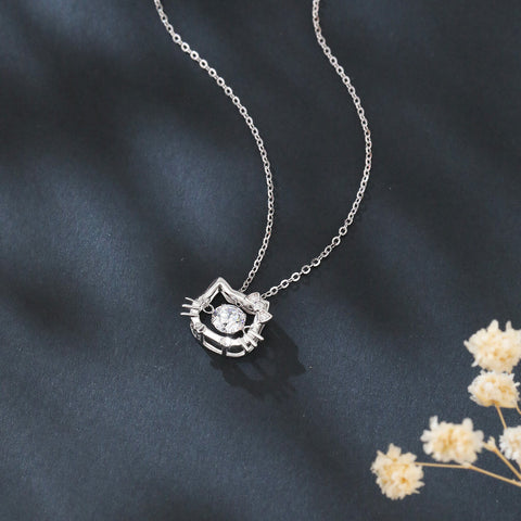 925 Sterling Silver Elegant Zircon Cat Pendant Necklace