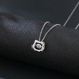 925 Sterling Silver Elegant Zircon Cat Pendant Necklace