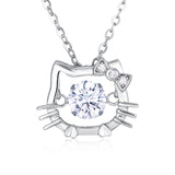 925 Sterling Silver Elegant Zircon Cat Pendant Necklace