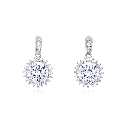 925 Sterling Silver Elegant Zircon Halo Pendant Necklace With Cascading Brilliance