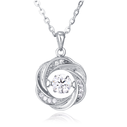 925 Sterling Silver Elegant Silver Zircon Pendant Necklace With Twisted Design – Timeless Luxury Jewelry