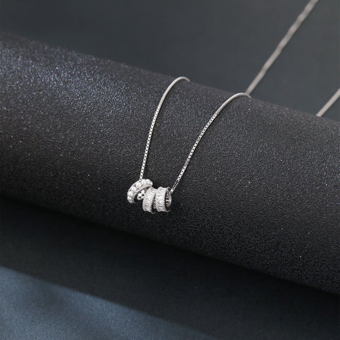 925 Sterling Silver Elegant Pearl And Baguette Zircon Necklace With Symmetrical Design